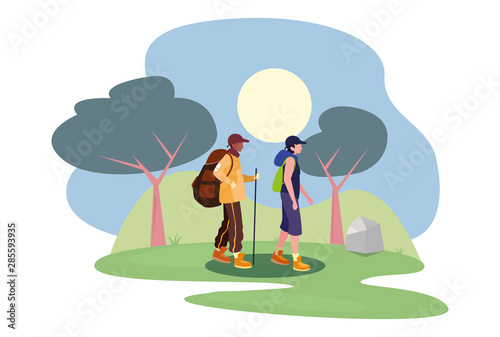 men with backpack walking wanderlust