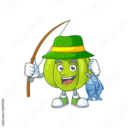 Fishing green pumpkin ripe on a white background