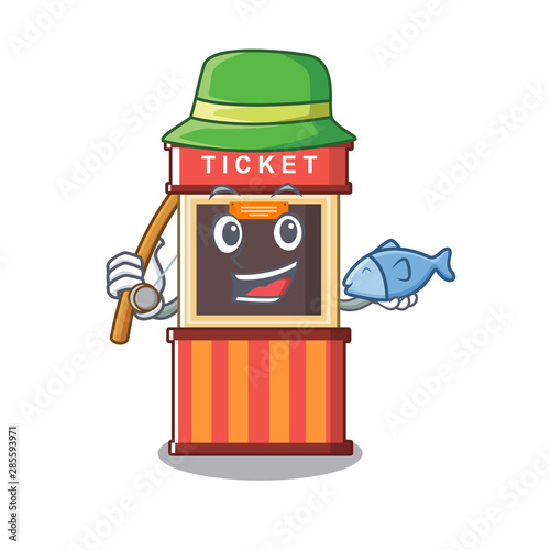 Fishing ticket booth isolated with the cartoon