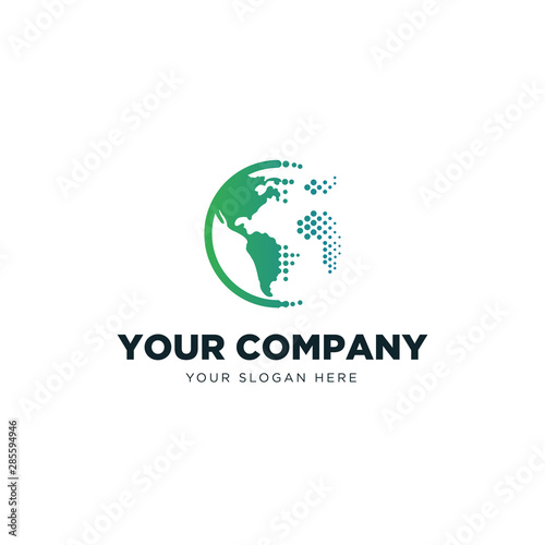 Faded particle data modern globe logo template