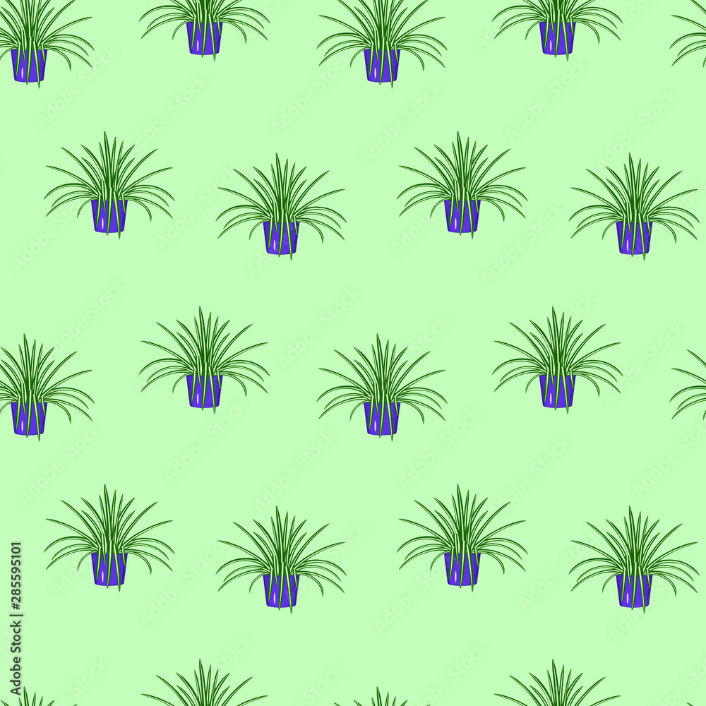 Room flower in a pot vector seamless pattern.