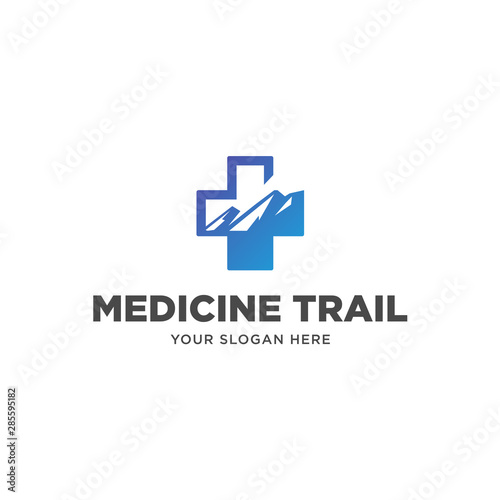 Mountain medical cross outdoor logo template