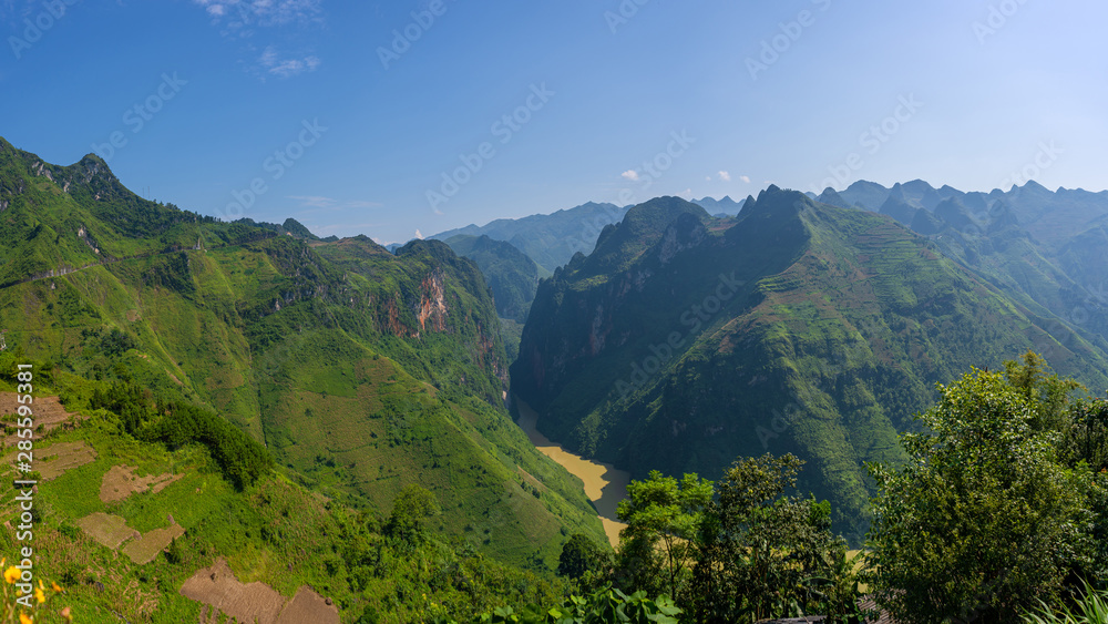 Beautiful landscape of Ma Pi Leng pass is the travel destination in Vietnam during trip of Meo Vac and Dong Van town northern point of Ha Giang, Vietnam