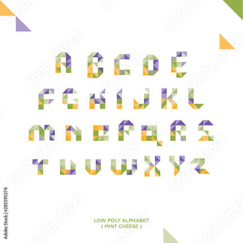 Low poly style alphabet vector set illustration