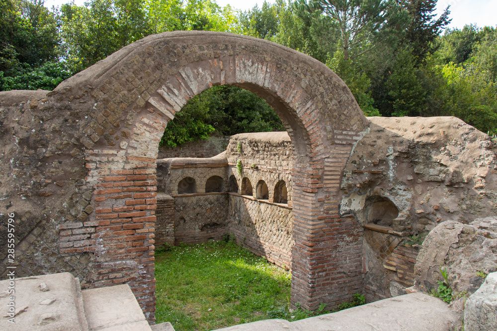 Via delle Tombe, Ostia Antica, Archeological site, Province of Rome, Lazio, Italy.