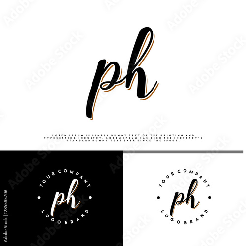 P H PH initial name vintage logo vector