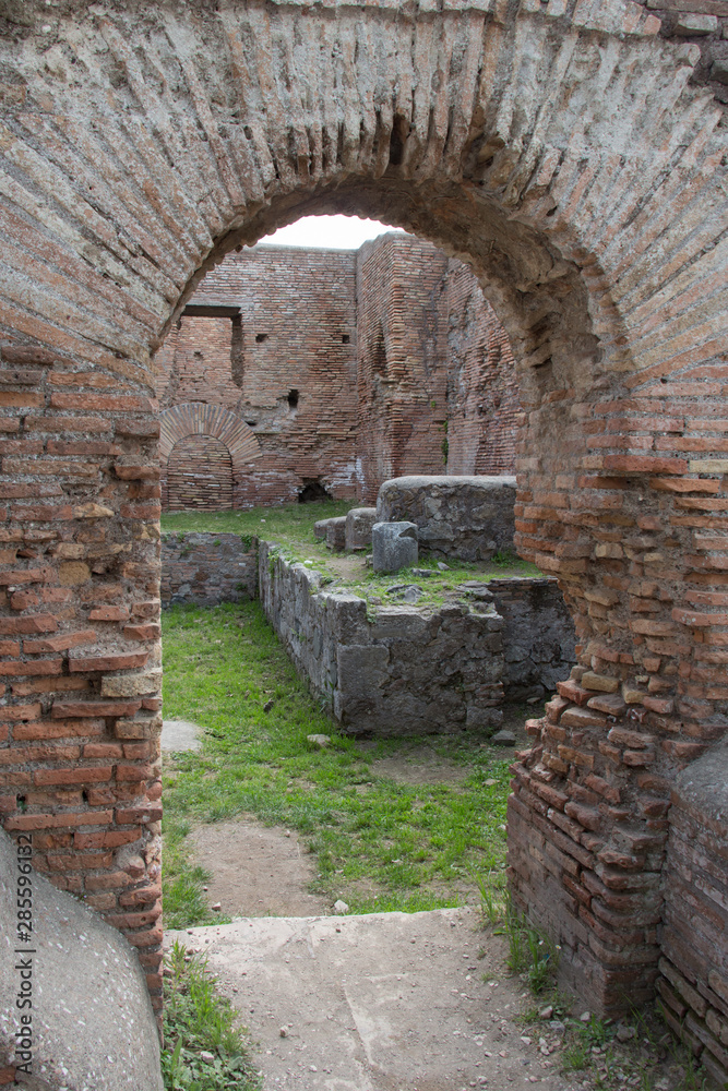 Ancient Roman Ruins, Ostia Antica, Province of Rome, Lazio, Italy.