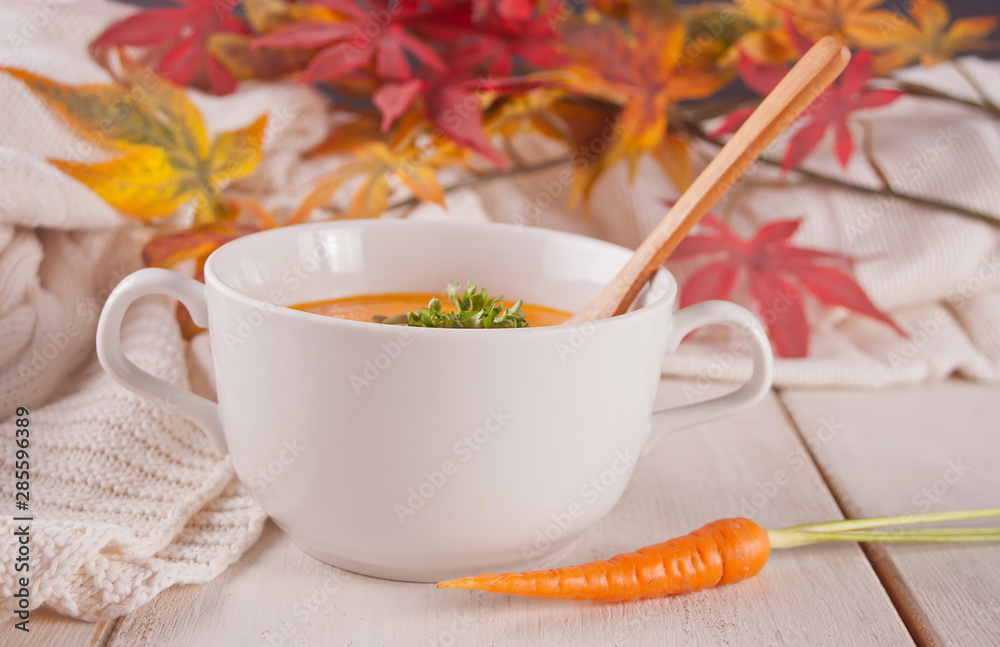 Healthy eating carrot cream soup. Vegetarian vegetables soup. Healthy eating carrot cream soup. Vegetarian vegetables soup.