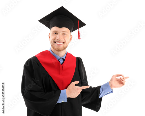 Young male student in bache...