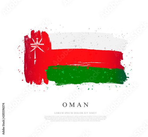 Flag of Oman. Brush strokes are drawn by hand. Independence Day.