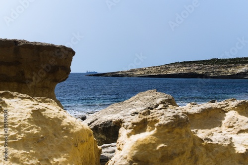 Cove on the Mediterranean coast, island of Malta.