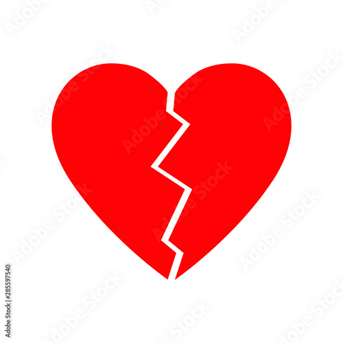 Broken Heart vector icon. red broken heart isolated illustration