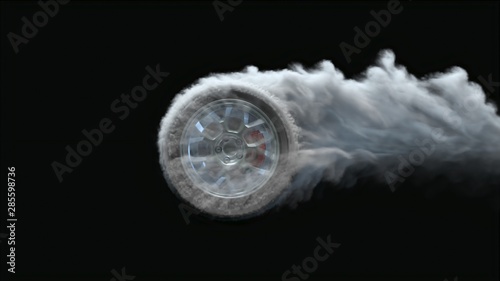 smoking car wheel 3d render