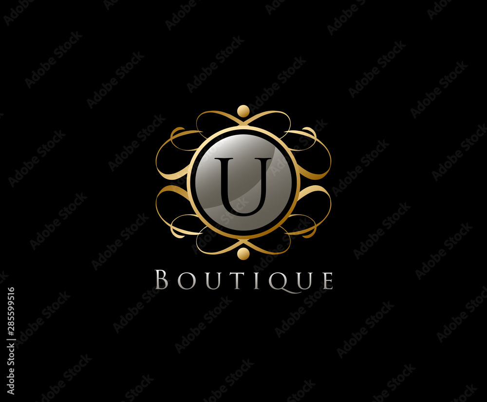 Royal Boutique Letter U Logo Icon in Gold Color. Royal Boutique Letter U Logo Icon in Gold Color.