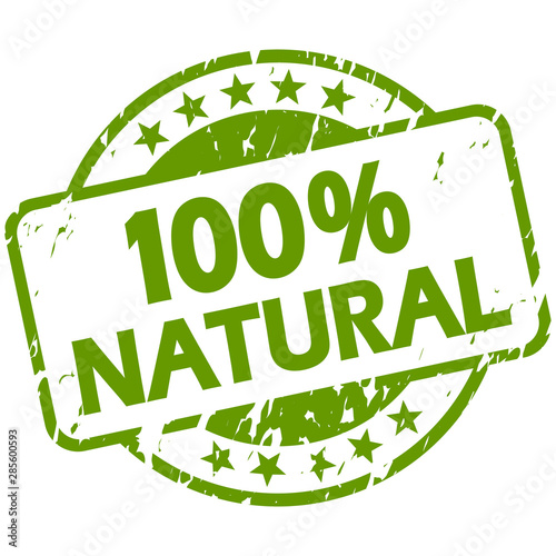 green grunge stamp with Banner 100% natural