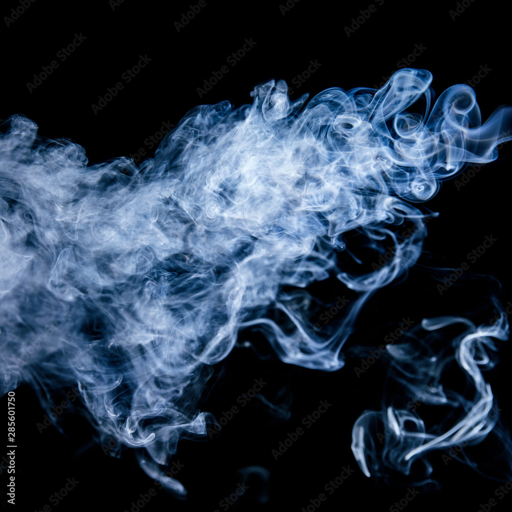 Blue smoke waves on black background Blue smoke waves on black background