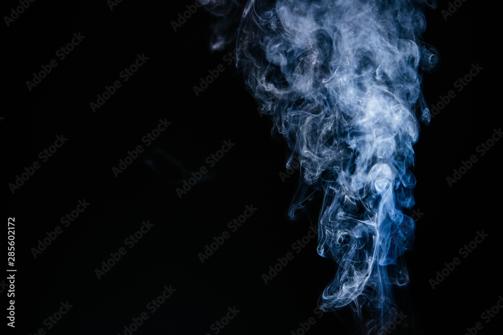 Blue wavy smoke on black background Blue wavy smoke on black background