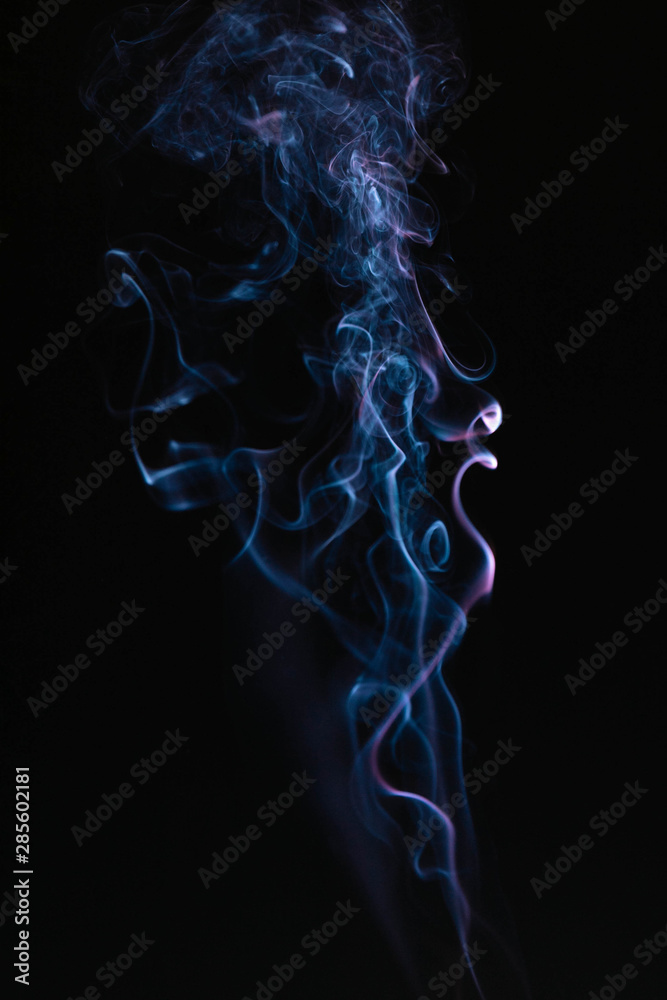 Blue wavy smoke on black background Blue wavy smoke on black background