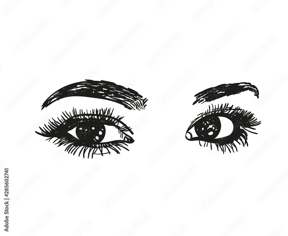 Hand-drawn woman's eyes. Vector illustration. Hand-drawn woman's eyes. Vector illustration.