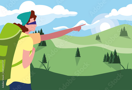 man with backpack hiking wanderlust