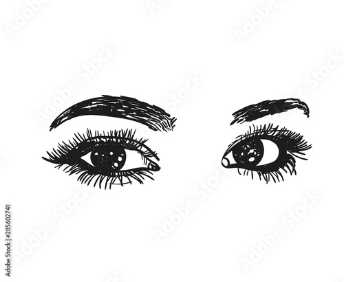 Hand-drawn woman's eyes. Vector illustration.