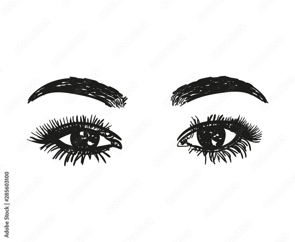 Hand-drawn woman's eyes. Vector illustration.