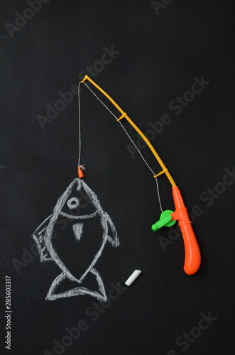 fishing drawing in chalkboard