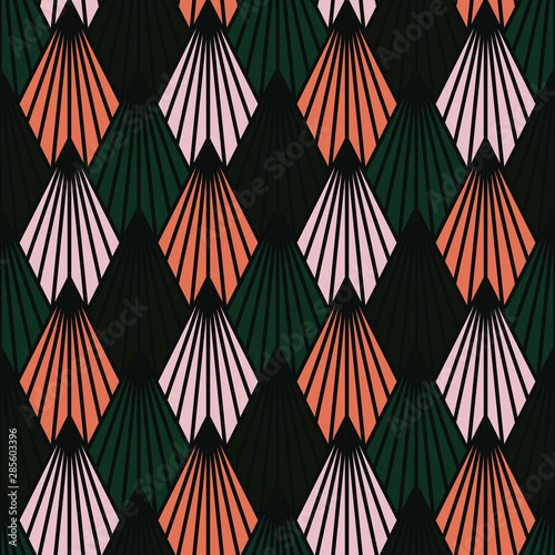 Seamless geometric pattern with rhombus. Vector of triangles. Decorative colorful background with abstraction