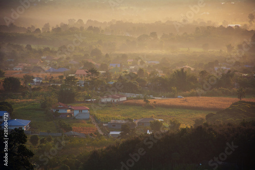 Sea of mist and sunrise at yun lai view point  pai   mae hong son  Thailand