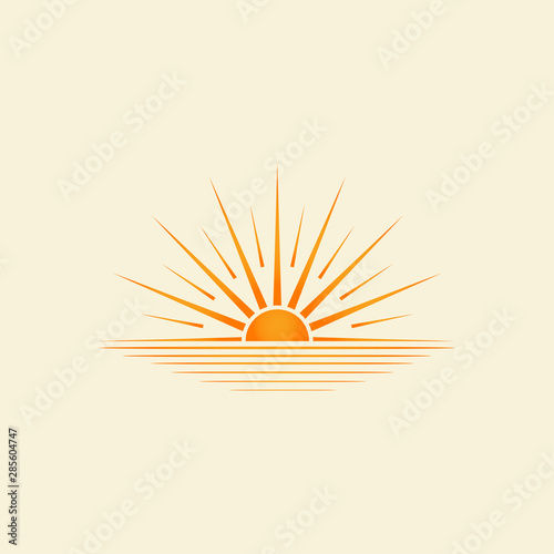 sun logo design on the horizon. summer sign or symbol. Sun icon vector. illustration element.