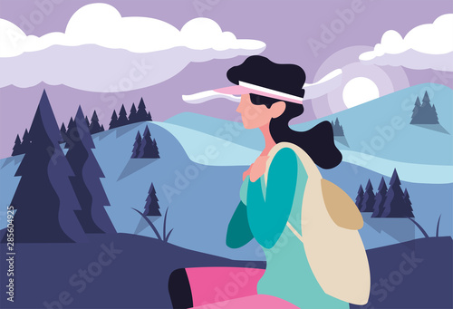 woman with backpack hiking wanderlust