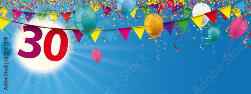 30 Sky Sun colored Confetti Balloons Ribbons Garlands Header