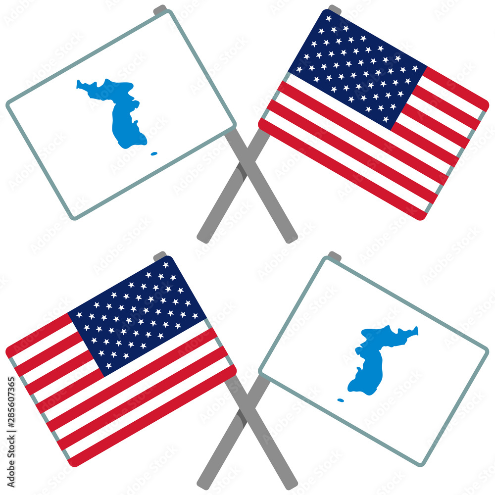 南北統一旗とアメリカの旗 Stock ベクター Adobe Stock 南北統一旗とアメリカの旗 Stock ベクター Adobe Stock