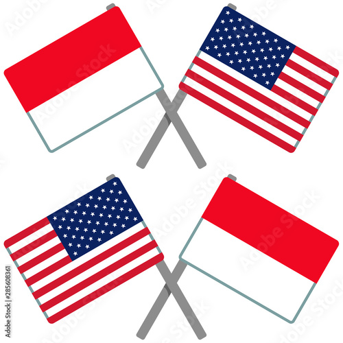 インドネシアとアメリカの旗