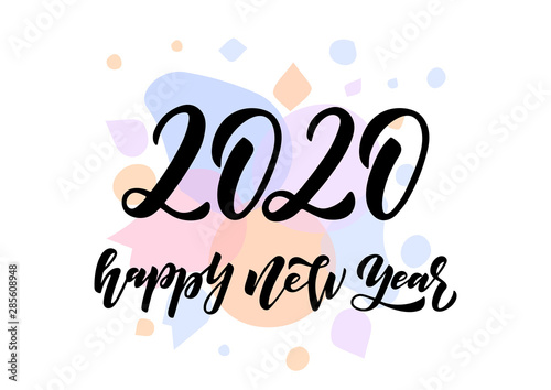 Happy New Year 2020 hand drawn lettering.