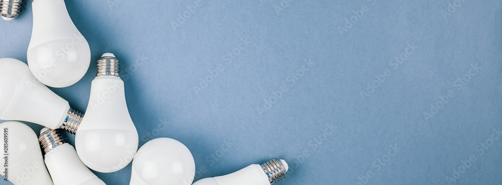 Energy saving and eco friendly LED light bulbs - obrazy, fototapety, plakaty 