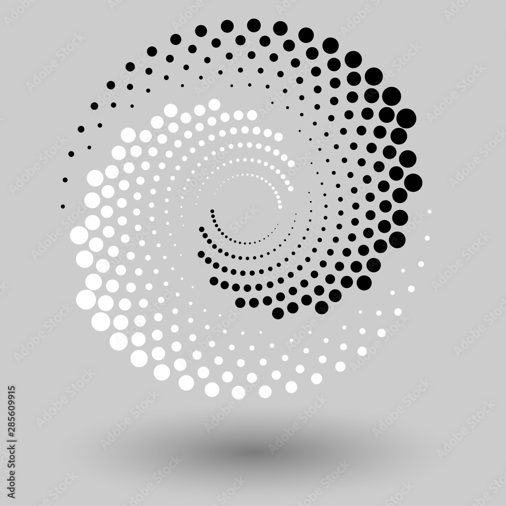 Abstract dotted vector background. Halftone effect. Spiral dotted background or icon. Yin and yang style Abstract dotted vector background. Halftone effect. Spiral dotted background or icon. Yin and yang style