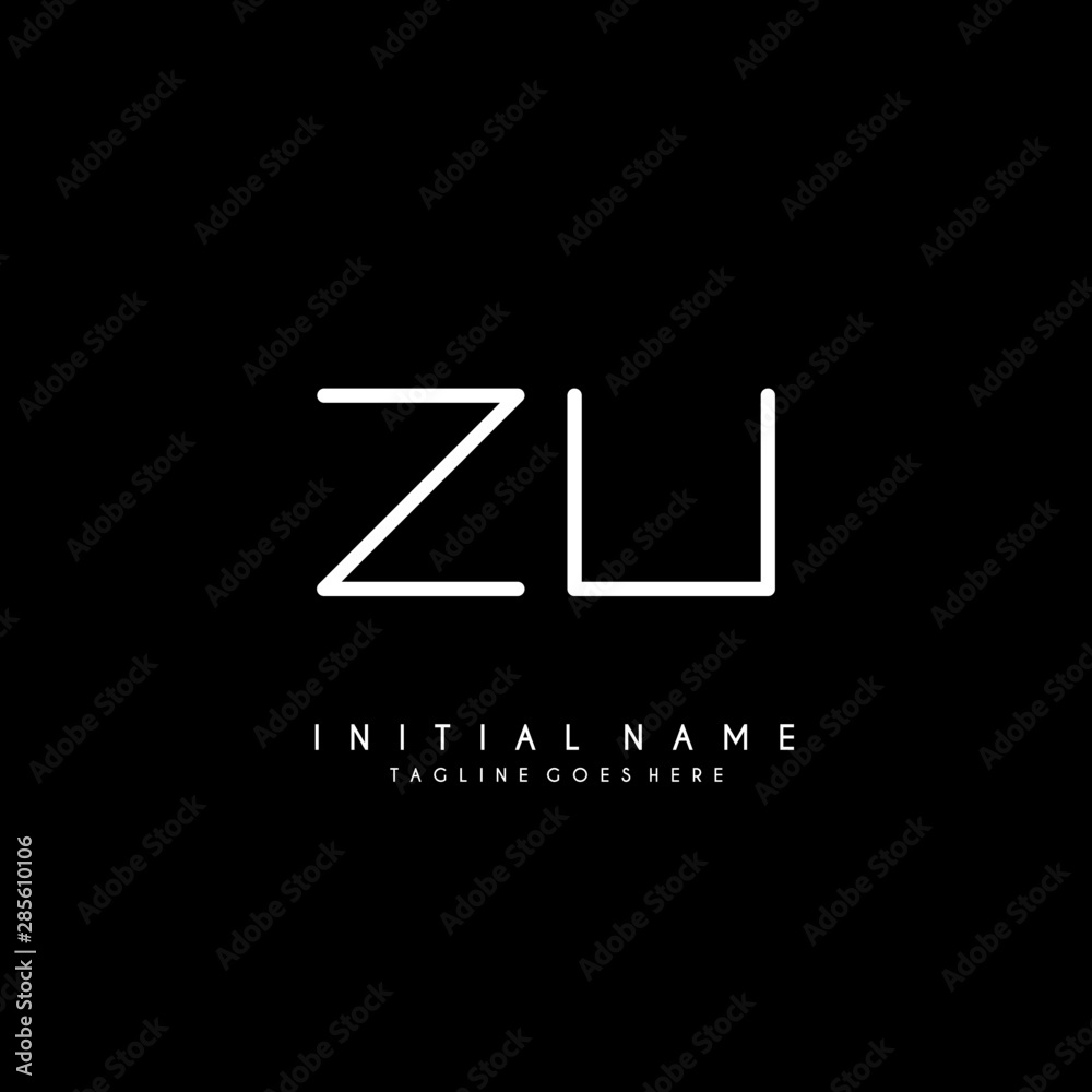 Initial Z U ZU minimalist modern logo identity vector Initial Z U ZU minimalist modern logo identity vector