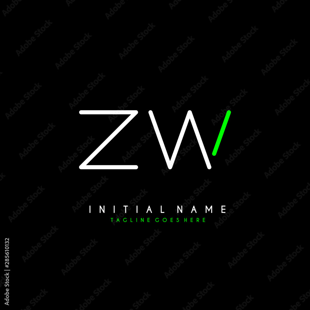 Initial Z W ZW minimalist modern logo identity vector Initial Z W ZW minimalist modern logo identity vector