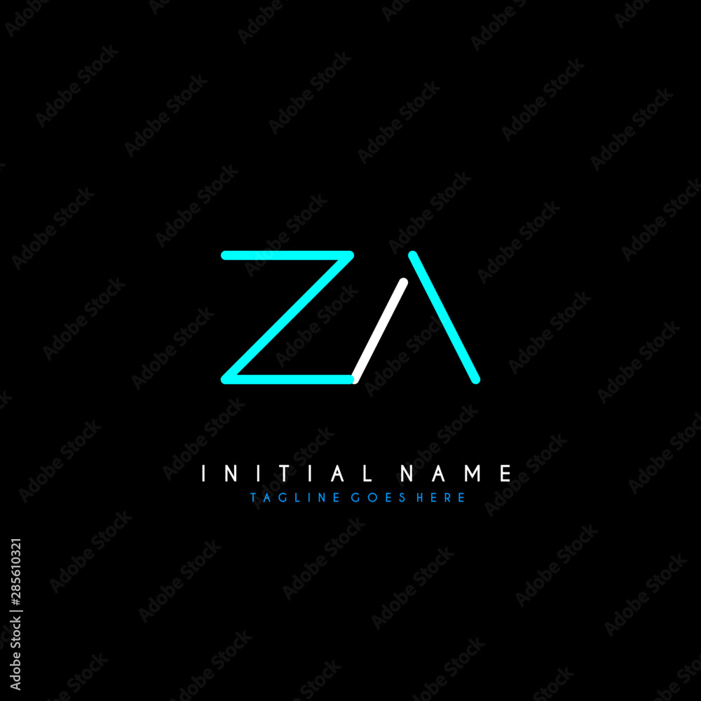Fototapeta premium Initial Z A ZA minimalist modern logo identity vector
