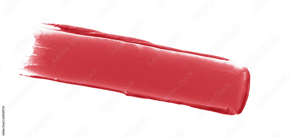 Lipstick smear smudge swatch isolated on white background. Cream makeup  texture. Red pink color cosmetic product stroke swipe sample фотография  Stock | Adobe Stock