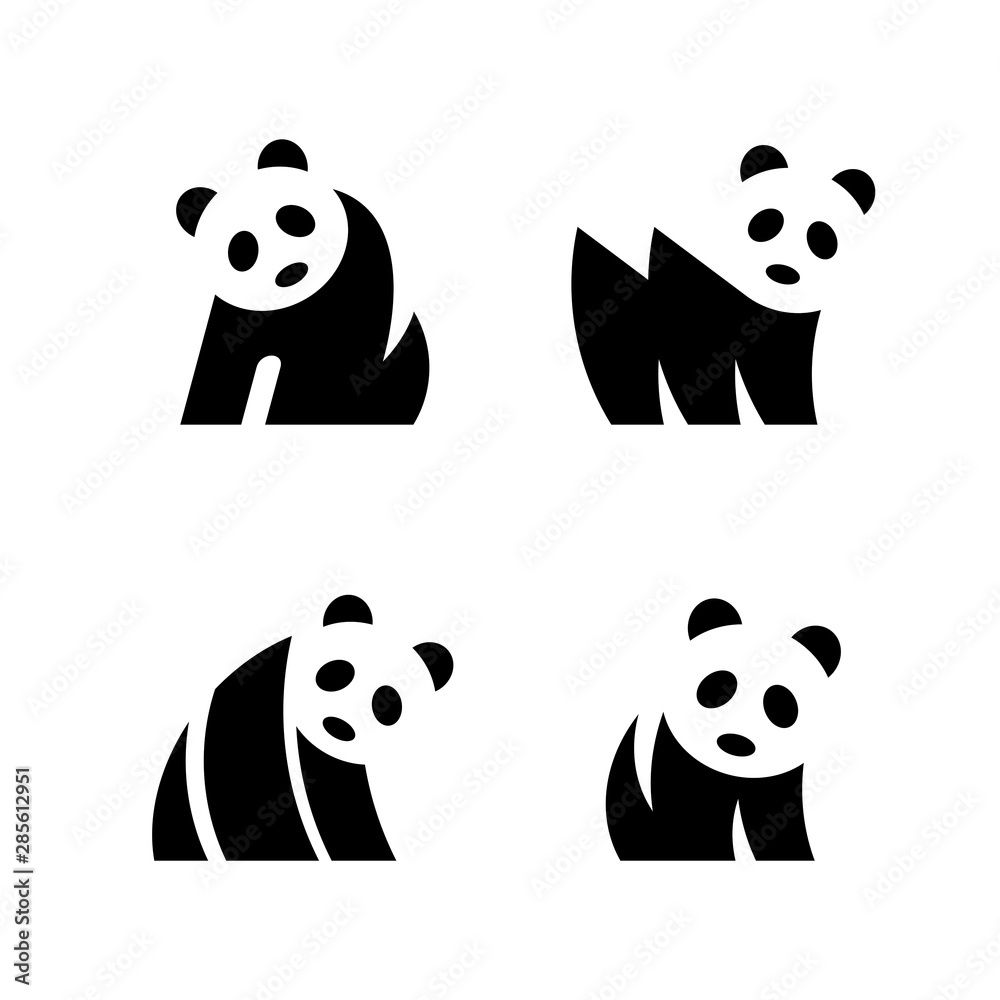 Set of Panda logo. Icon design. Template elements Set of Panda logo. Icon design. Template elements