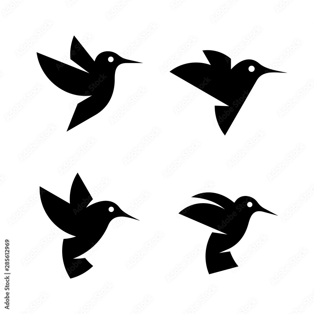 Fototapeta premium Set of Hummingbird logo. Icon design. Template elements