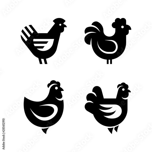 Photo Set of Hen, chicken logo. Icon design. Template elements