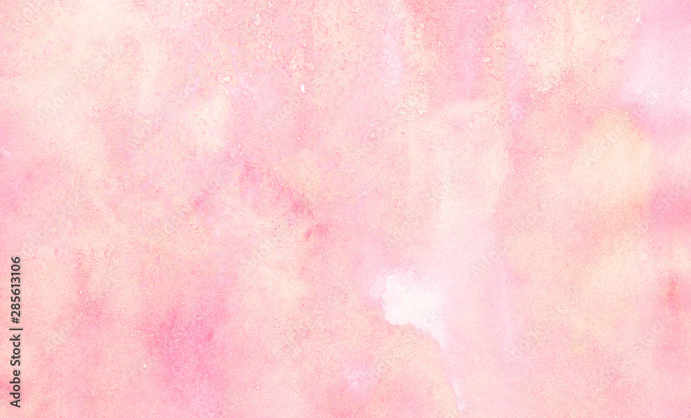 Creative aquarelle painted magenta watercolor canvas for splash design, invitation background, vintage template. Subtle light pink color ink effect shades gradient on textured paper