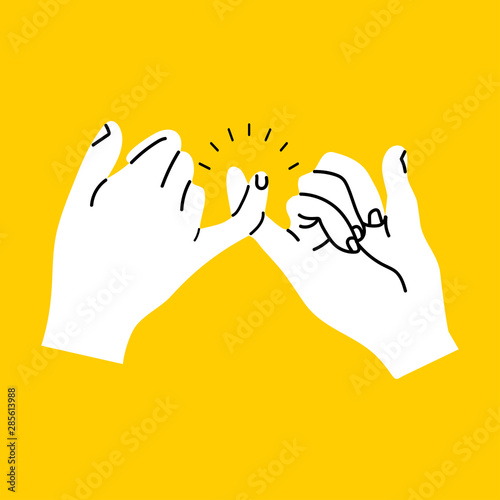 promise hands gesturing on yellow background photo