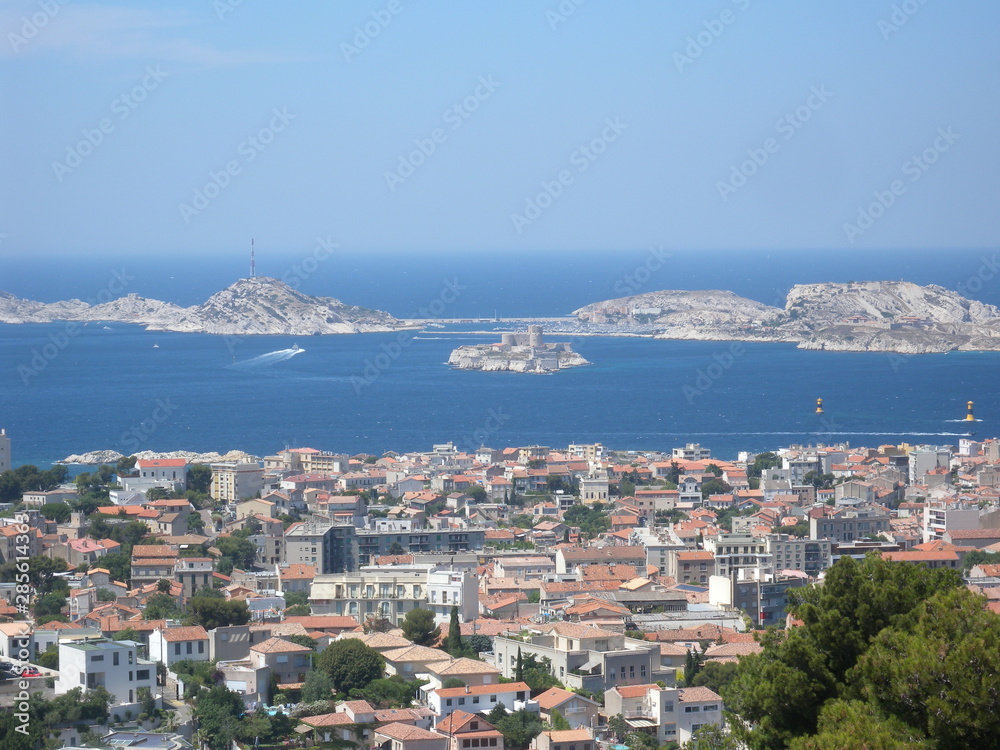 View of Marseille from Notre Dame de la Garde Cathedral, Provence France