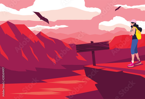 woman with backpack hiking wanderlust