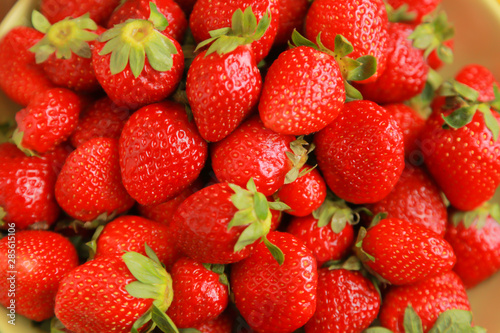 background from freshly harvested red strawberries