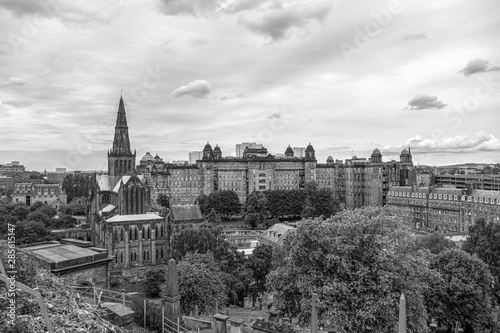 Looking down from the Necropolis to Glasgow Cathedral and the old Royal Infirmary